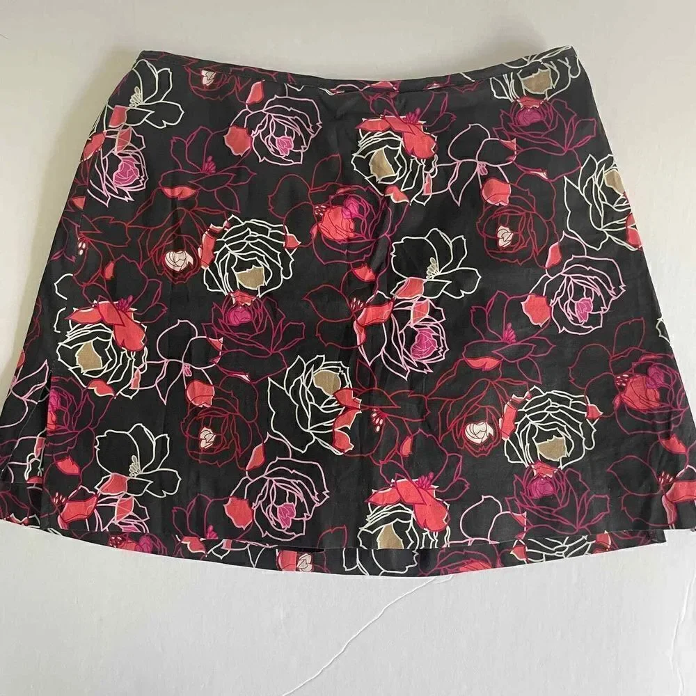 Vintage David Paul Cotton Spandex‎ Floral Rose Skort Made in USA Size 6